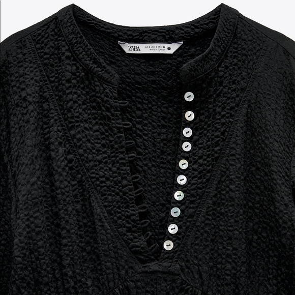 Zara Black Textured Wave Mini Dress - Picture 6 of 9